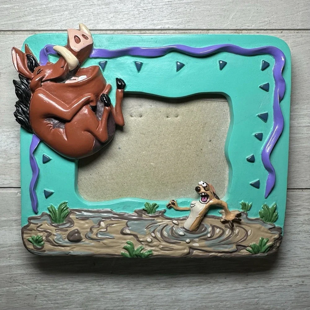 Vintage Disney The Lion King Pumbaa & Timon Picture Frame Easel-Back 2.25 x 3.25